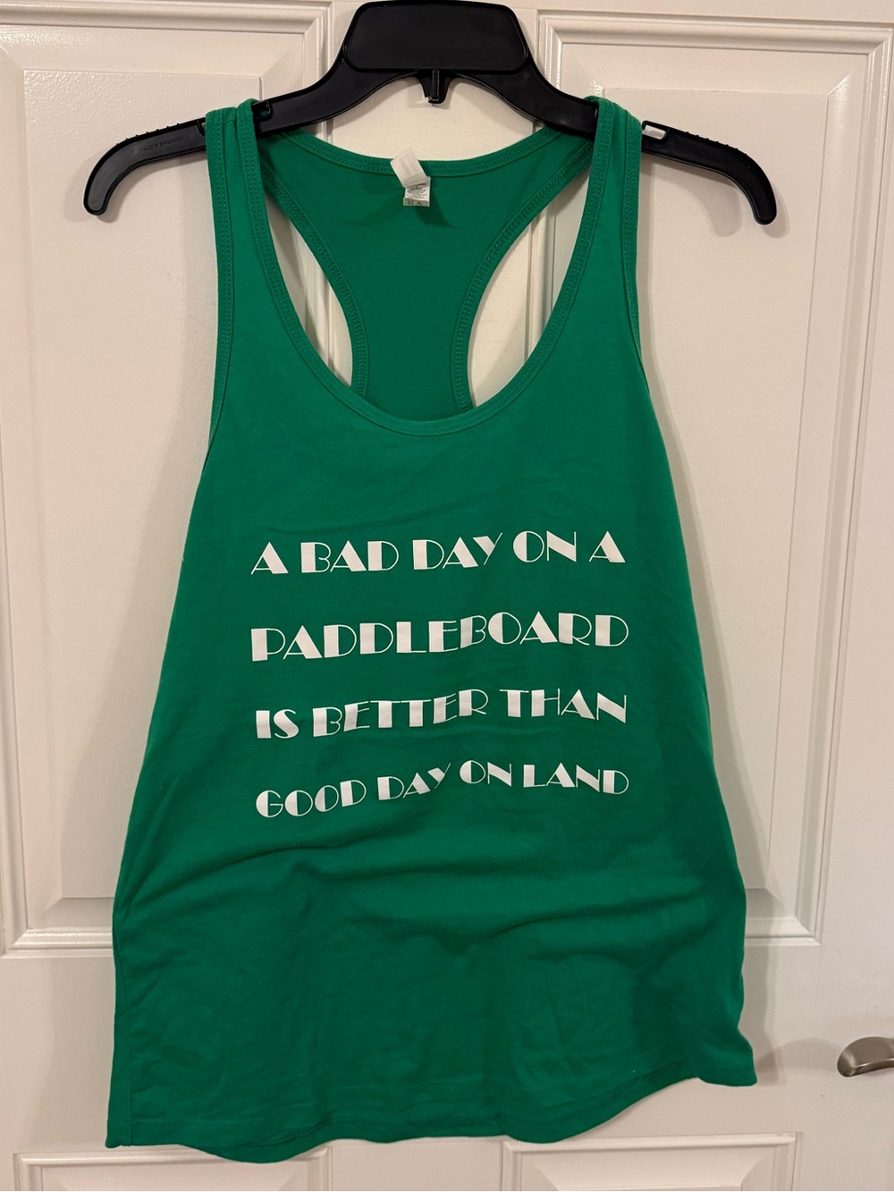 Green Women's Racerback Tank Top with White Text
